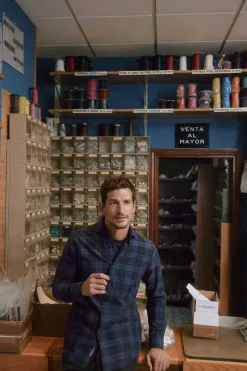 Ooto Camisa Xadrez Lavada Slim Fit Azul Discount