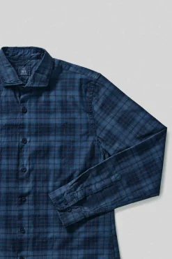 Ooto Camisa Xadrez Lavada Slim Fit Azul Discount