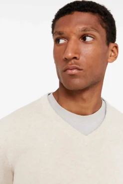 Cortefiel Camisola Algodao Caxemira Gola Em Bico Tostado