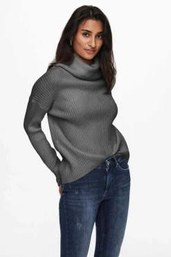 Only Sueteres E Cardigans-Camisola Assimetrica Com Gola Tartaruga