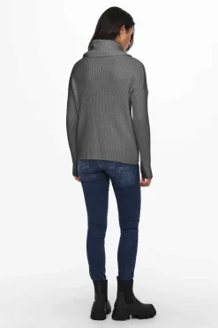 Only Sueteres E Cardigans-Camisola Assimetrica Com Gola Tartaruga