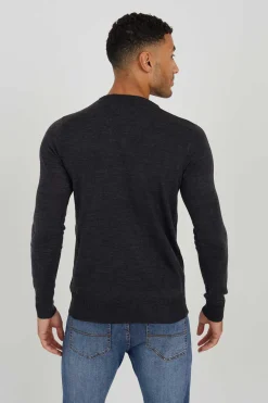 Brave Soul Camisola Basica Com Gola Em Bico Mix Cinza