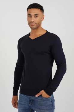 Brave Soul Camisola Basica Com Gola Em Bico Marinho Hot