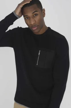 Brave Soul Camisola Com Bolso Com Fecho-Eclair Preto Discount