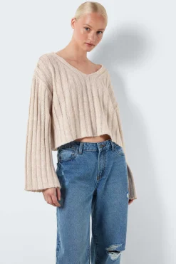 Noisy May Sueteres E Cardigans-Camisola Com Gola Em V