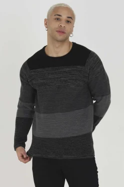 Brave Soul Camisola Com Paineis Jaspeada Preto New