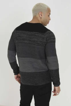 Brave Soul Camisola Com Paineis Jaspeada Preto New