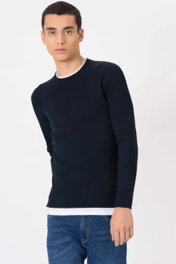 Tiffosi Camisola Combinada Textura Azul Aco Clearance