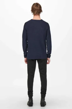 Only & Sons Camisola De Gola Caixa Marinho Clearance