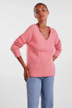 Pieces Sueteres E Cardigans-Camisola De Malha Canelada