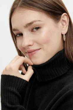 Pieces Sueteres E Cardigans-Camisola De Malha Gola Dobrada