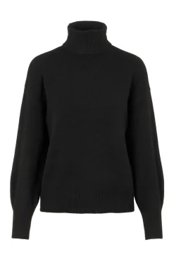 Pieces Sueteres E Cardigans-Camisola De Malha Gola Dobrada