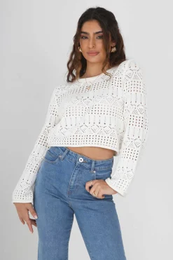 Brave Soul Sueteres E Cardigans-Camisola De Malha Perfurada Com Manga Comprida.