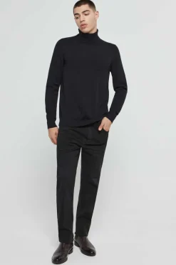 HUGO Camisola De Manga Comprida E Gola Dobrada Marinho New