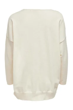 Only Sueteres E Cardigans-Camisola De Mulher Com Gola Em Bico E Manga Comprida.