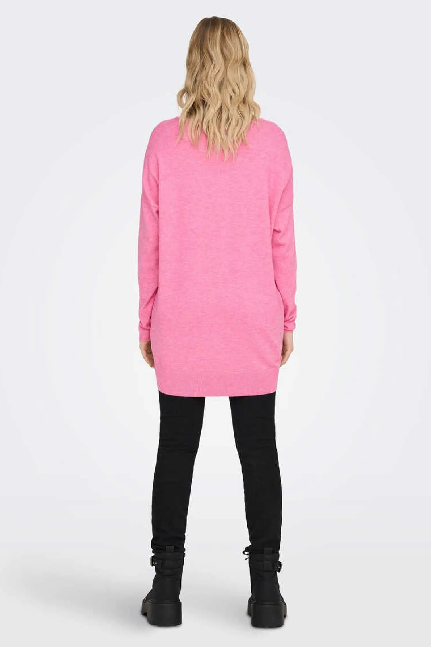 Only Sueteres E Cardigans-Camisola De Mulher Com Gola Em Bico E Manga Comprida.