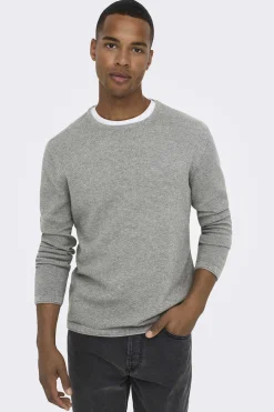 Only & Sons Camisola Gola Caixa Cinza New