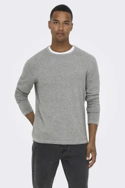 Only & Sons Camisola Gola Caixa Cinza New