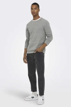 Only & Sons Camisola Gola Caixa Cinza New