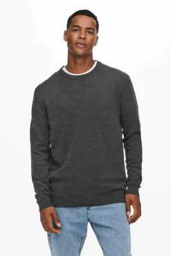 Only & Sons Camisola Gola Caixa Cinza New