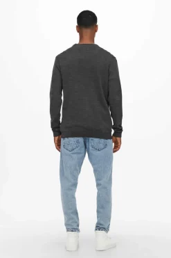 Only & Sons Camisola Gola Caixa Cinza New