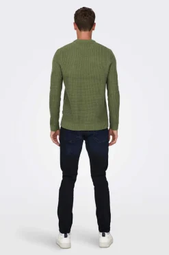 Only & Sons Camisola Gola Caixa Textura Verde New