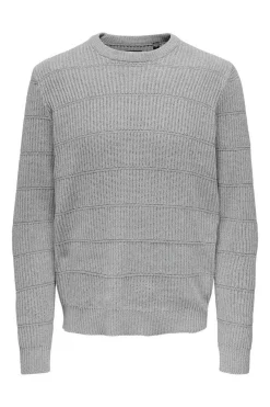 Only & Sons Camisola Gola Caixa Textura Cinza Discount