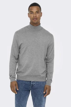 Only & Sons Camisola Gola Dobrada Cinza