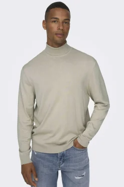 Only & Sons Camisola Gola Dobrada Cinza New