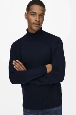 Only & Sons Camisola Gola Dobrada Marinho Sale