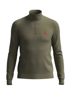 HUGO Camisola Gola Fecho-Eclair Verde Hot