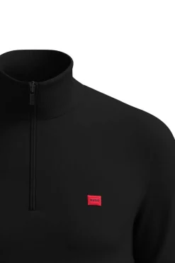 HUGO Camisola Gola Fecho-Eclair Preto Discount