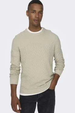 Only & Sons Camisola Gola Redonda Textura Cinza Sale
