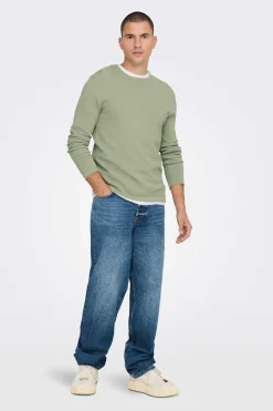 Only & Sons Camisola Malha Com Gola Redonda Verde