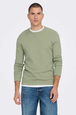 Only & Sons Camisola Malha Com Gola Redonda Verde
