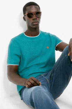 Springfield Camisola Manga Curta Estrutura Azul New