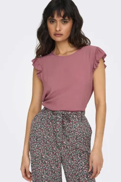 Only T-Shirts-Camisola Manga Curta Folhos