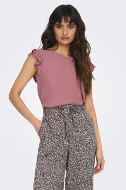 Only T-Shirts-Camisola Manga Curta Folhos