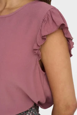 Only T-Shirts-Camisola Manga Curta Folhos