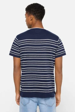 Springfield Camisola Manga Curta Riscas Estrutura Marinho