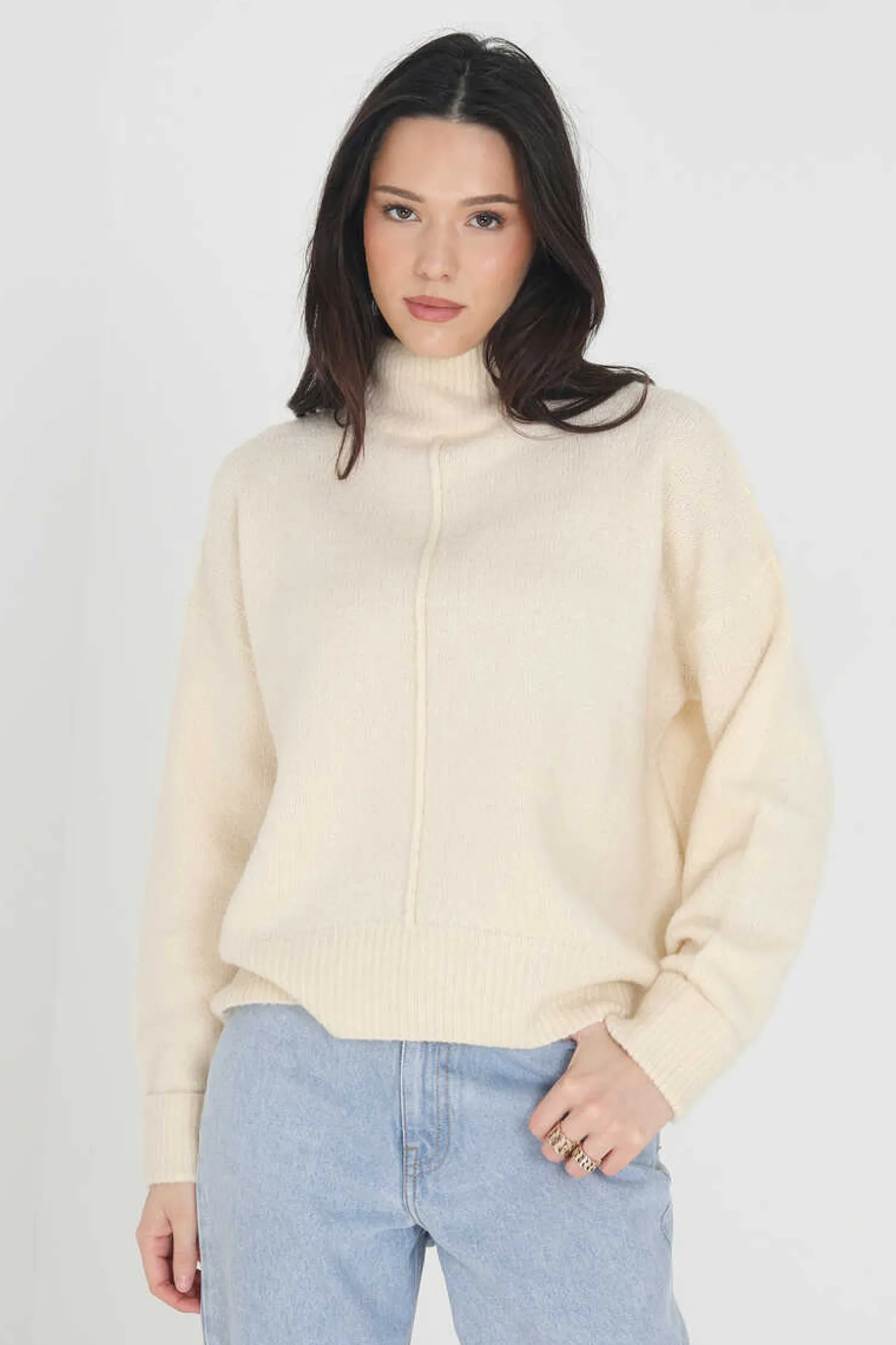 Brave Soul Sueteres E Cardigans-Camisola Oversize Com Gola Em Funil