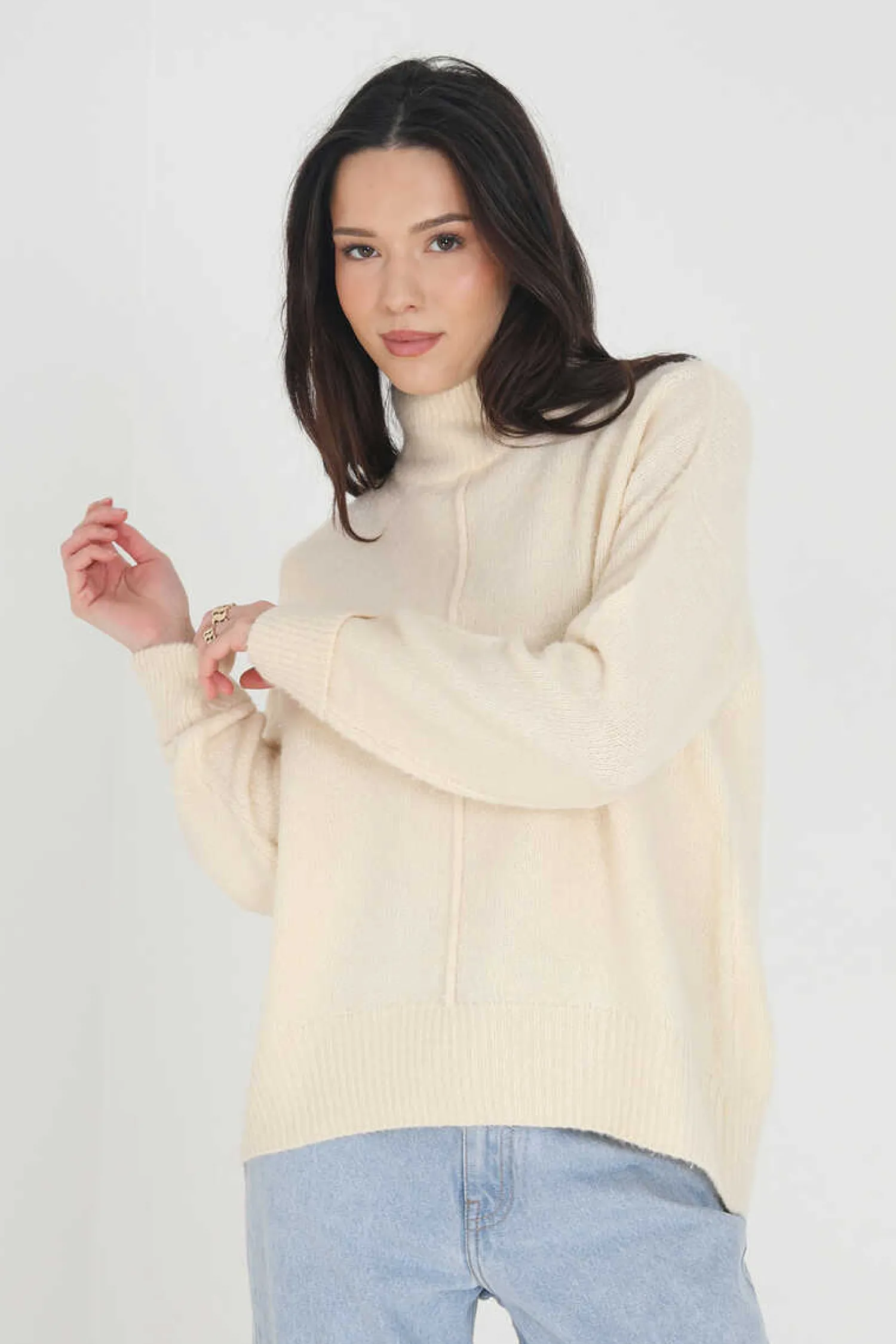 Brave Soul Sueteres E Cardigans-Camisola Oversize Com Gola Em Funil