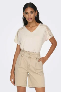 Only T-Shirts-Camisola Renda Ombros