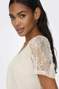 Only T-Shirts-Camisola Renda Ombros