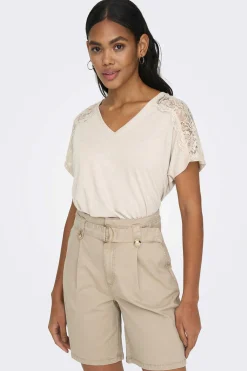 Only T-Shirts-Camisola Renda Ombros