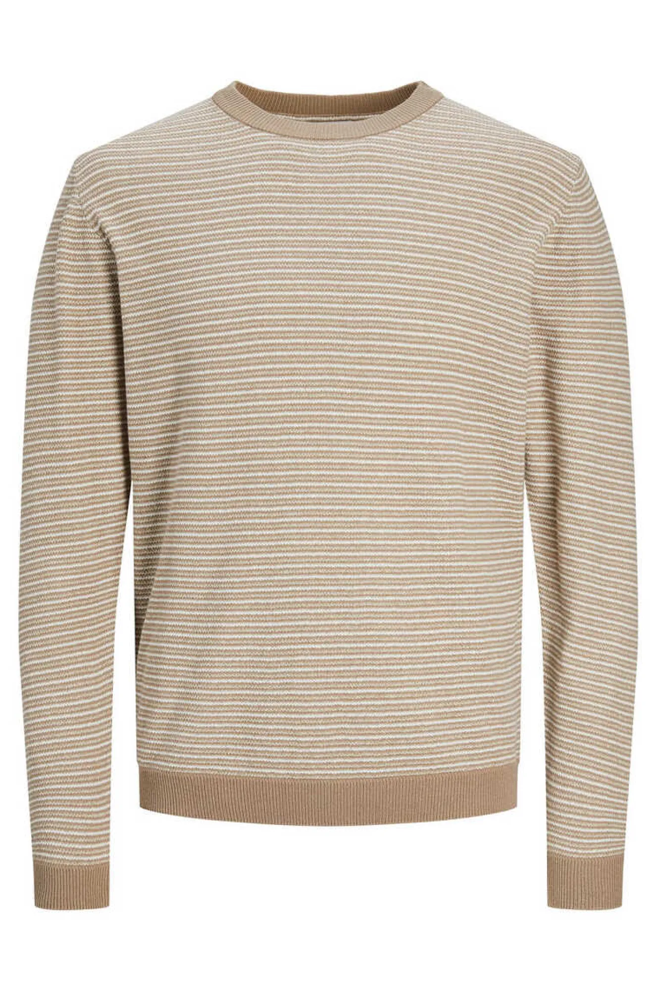 Jack & Jones Camisola Riscas Gola Redonda 100% Algodao Beige New