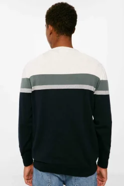 Springfield Camisola Riscas Posicionadas Azul New