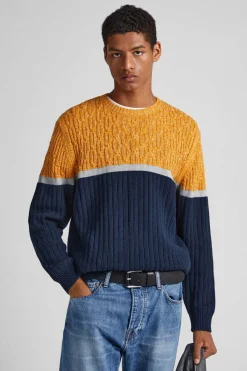 Pepe Jeans Camisola Tecido Combinado Marinho Discount