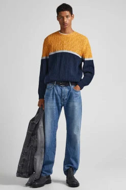 Pepe Jeans Camisola Tecido Combinado Marinho Discount