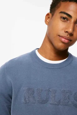 Springfield Camisola Texto Bordado Azul Aco Clearance